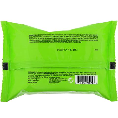 Garnier, SkinActive, Refreshing Remover Cleansing Towelettes, 25 Wet Towelettes