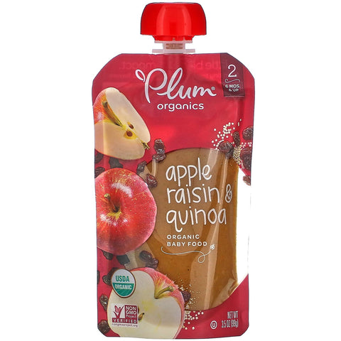 Plum s,  Baby Food, 6 Months & Up, Apple Raisin & Quinoa, 6 Pouches, 3.5 oz (99 g) Each