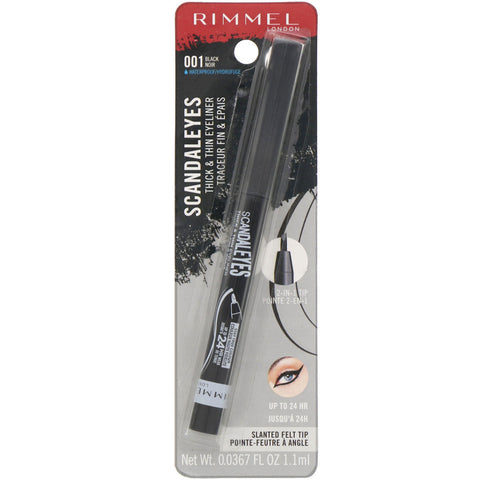 Rimmel London, Scandaleyes Thick & Thin Eyeliner, Black 001 , .0367 fl oz (1.1 ml)