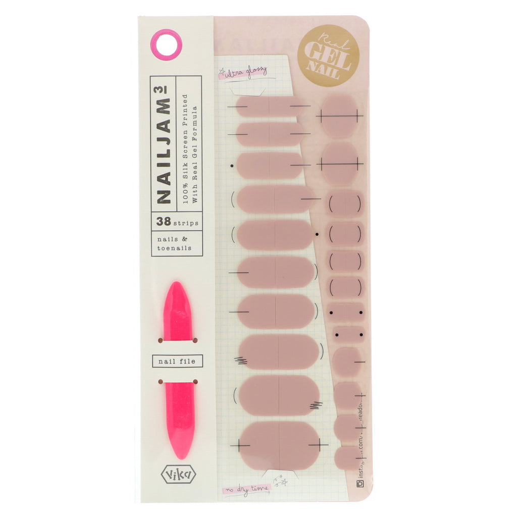 Vika Nailjam, Gel Nail Strips For Nails & Toenails, Naked Cake, 38 Strips