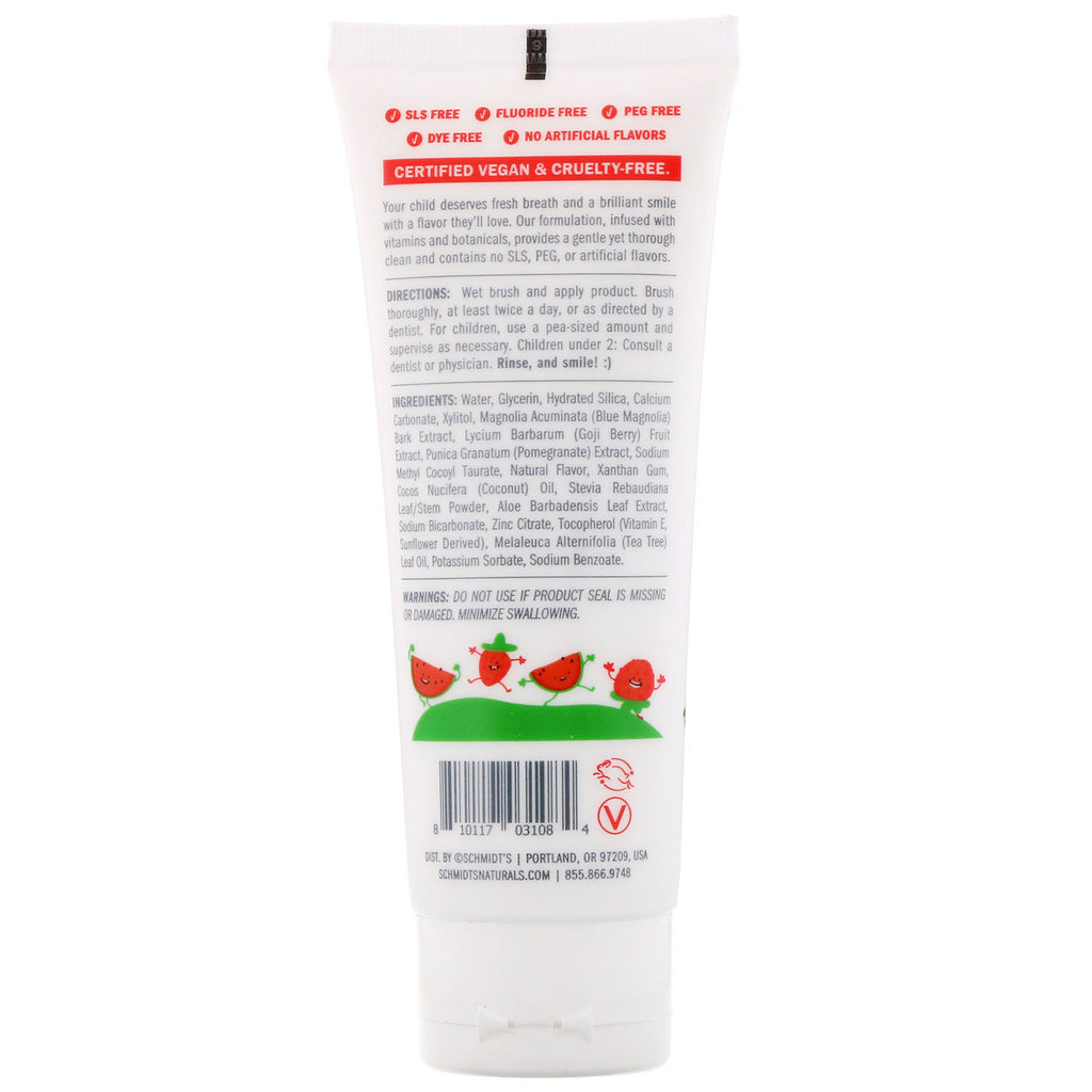 Schmidt's, Kids Tooth + Mouth Paste, Watermelon + Strawberry, 4.7 oz (133 g)