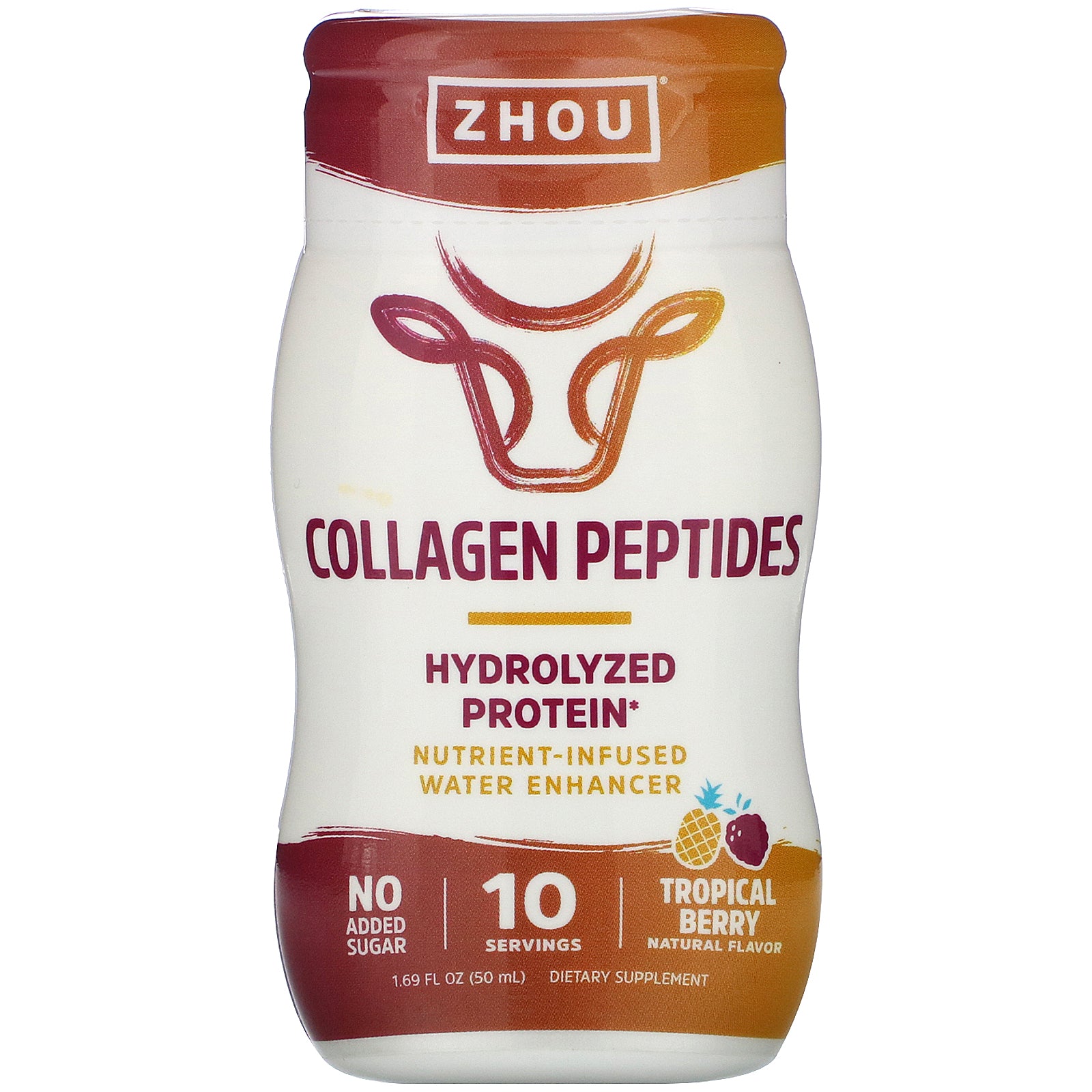 Zhou Nutrition, Collagen Peptides, Nutrient-Infused Water Enhancer, Tropical Berry, 1.69 fl oz (50 ml)