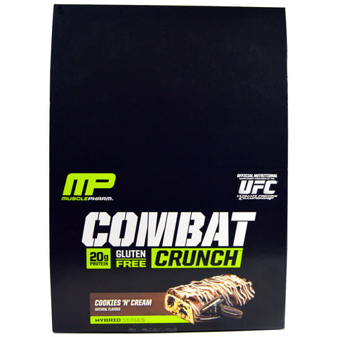 MusclePharm, Combat Crunch, Cookies 'N' Cream, 12 Bars, 2.22 oz oz (63 g) Each