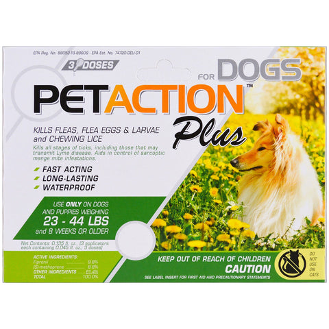 PetAction Plus, For Medium Dogs, 3 Doses- 0.045 fl oz