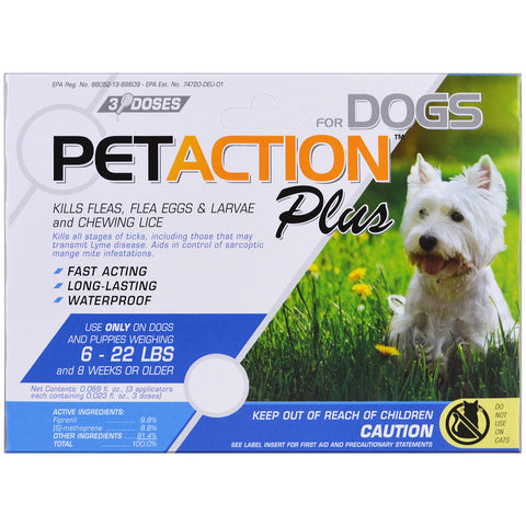 PetAction Plus, For Small Dogs, 3 Doses - 0.023 fl oz