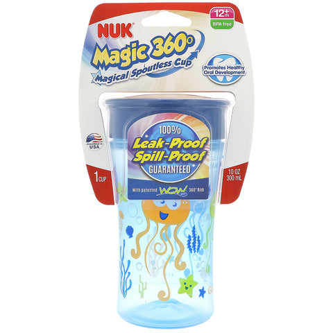 NUK, Magic 360, Magical Spoutless Cup, 12+ Months, Boy, 1 Cup, 10 oz (300 ml)