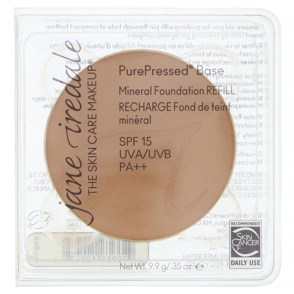 Jane Iredale, PurePressed Base, Mineral Foundation Refill, SPF 15 PA++, Cognac, 0.35 oz (9.9 g)
