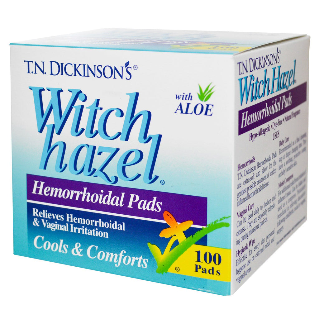Dickinson Brands, T.N. Dickinson's Witch Hazel Hemorrhoidal Pads, with Aloe, 100 Pads