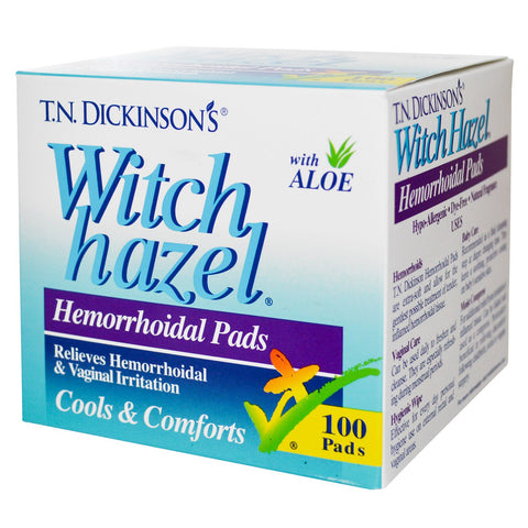 Dickinson Brands, T.N. Dickinson's Witch Hazel Hemorrhoidal Pads, with Aloe, 100 Pads