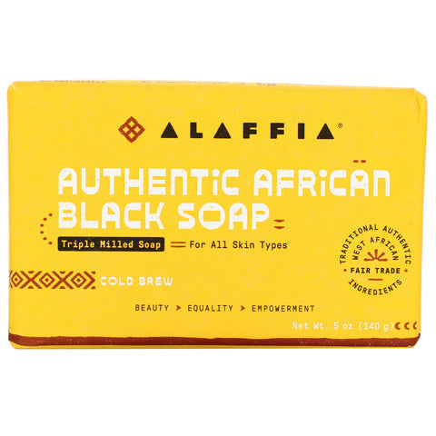 Alaffia, Authentic African Black Soap, Triple Milled Soap, Cold Brew, 5 oz (140 g)