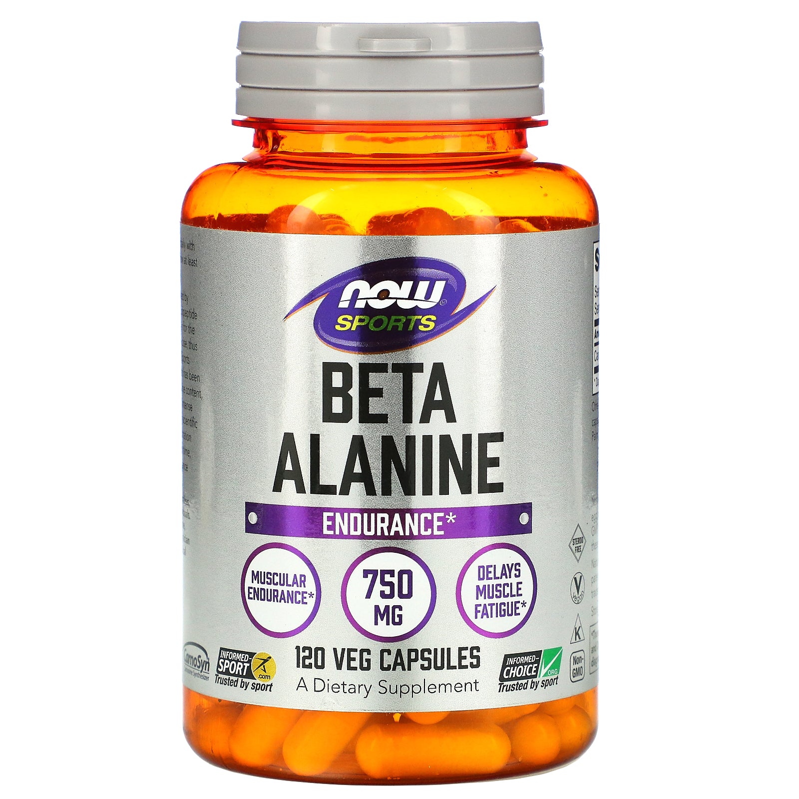 Now Foods, Sports, Beta-Alanine, Endurance, 750 mg, 120 Veg Capsules