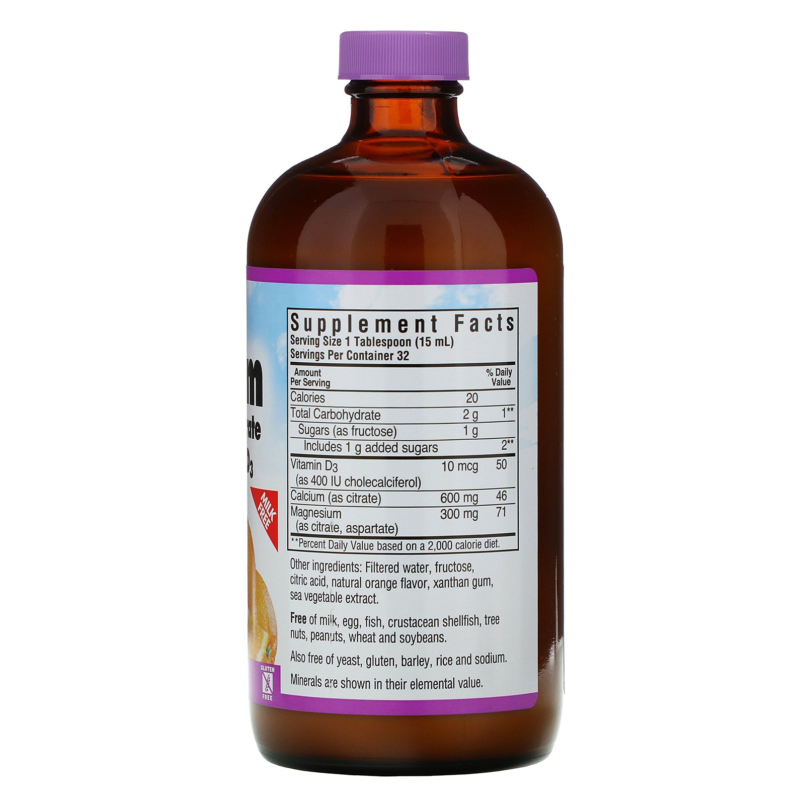 Bluebonnet Nutrition, Liquid Calcium Magnesium Citrate Plus Vitamin D3, Natural Orange Flavor, 16 fl oz (472 ml)