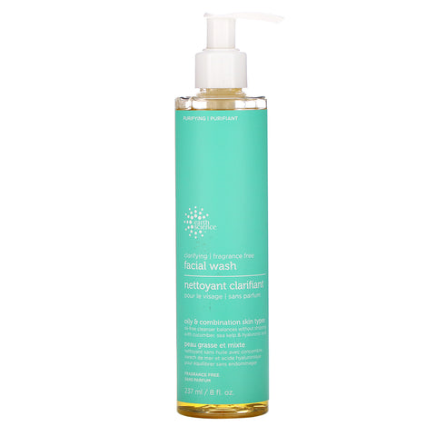 Earth Science, Clarifying Facial Wash,  Oily & Combination Skin Types, Fragrance Free, 8 fl oz (237 ml)