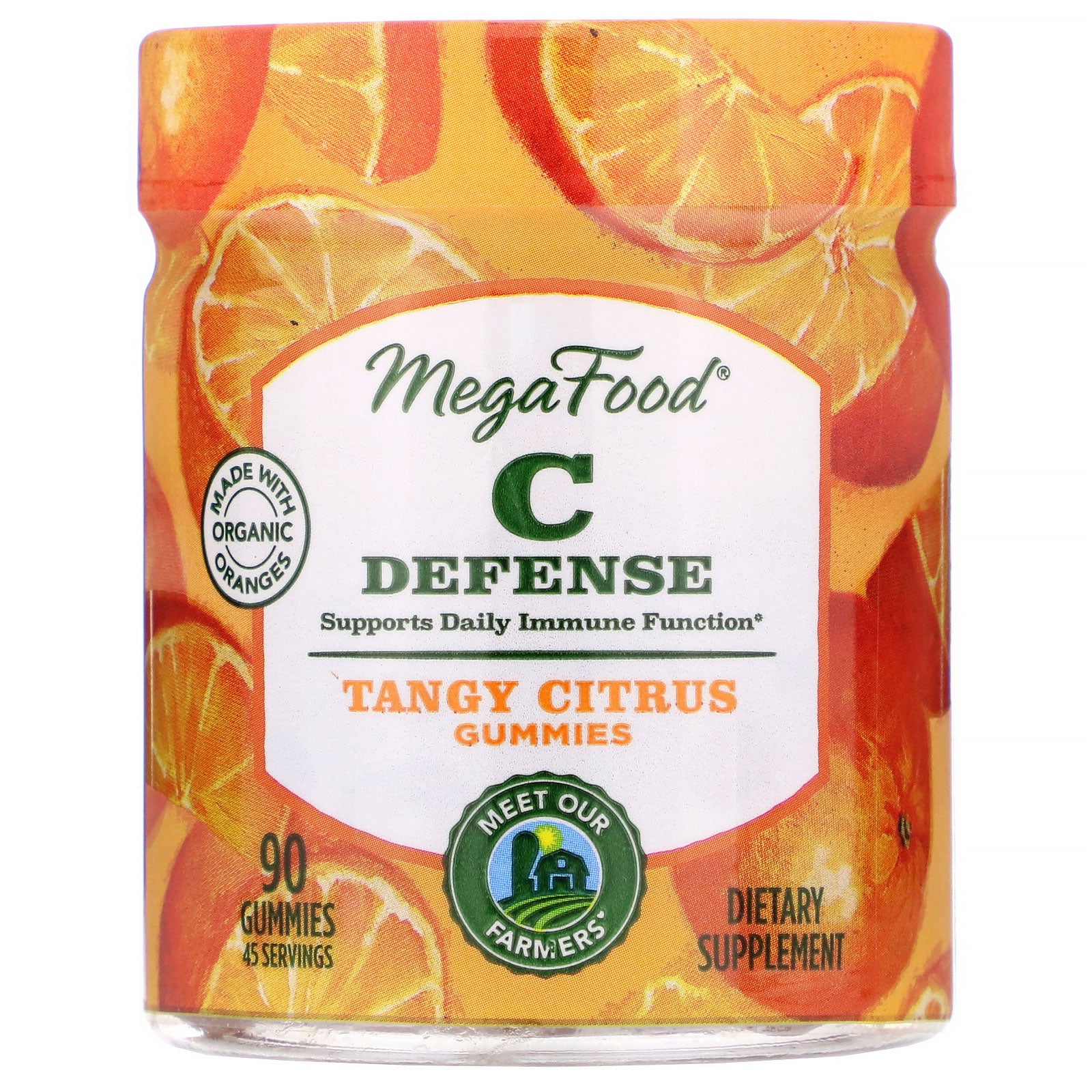 MegaFood, C Defense, Tangy Citrus Gummies, 90 Gummies