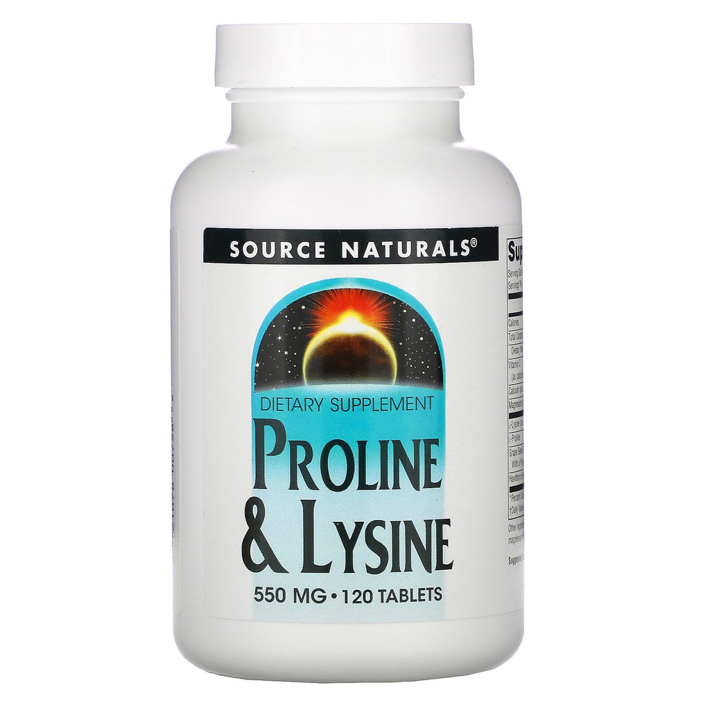 Source Naturals, L-Proline & L-Lysine, 550 mg, 120 Tablets