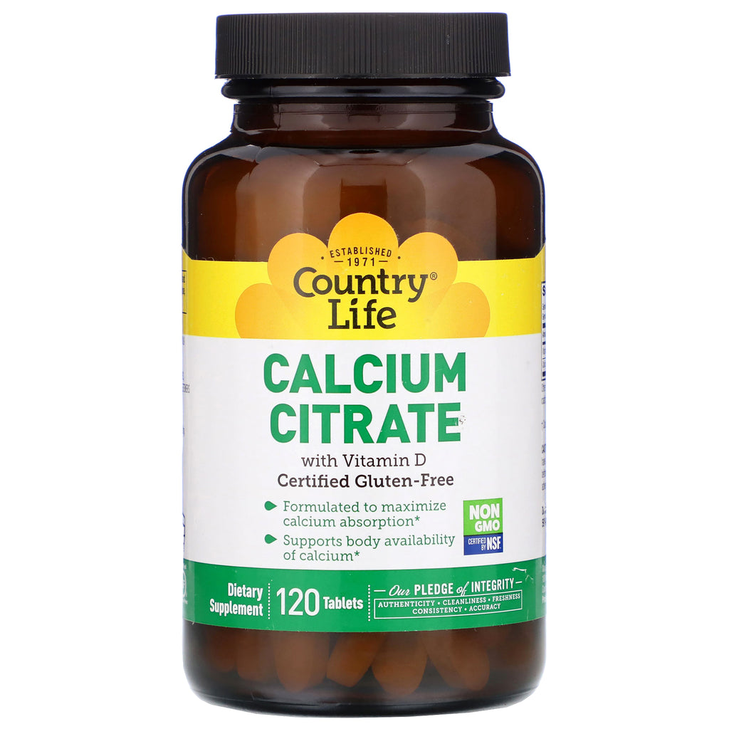 Country Life, Calcium Citrate with Vitamin D, 120 Tablets