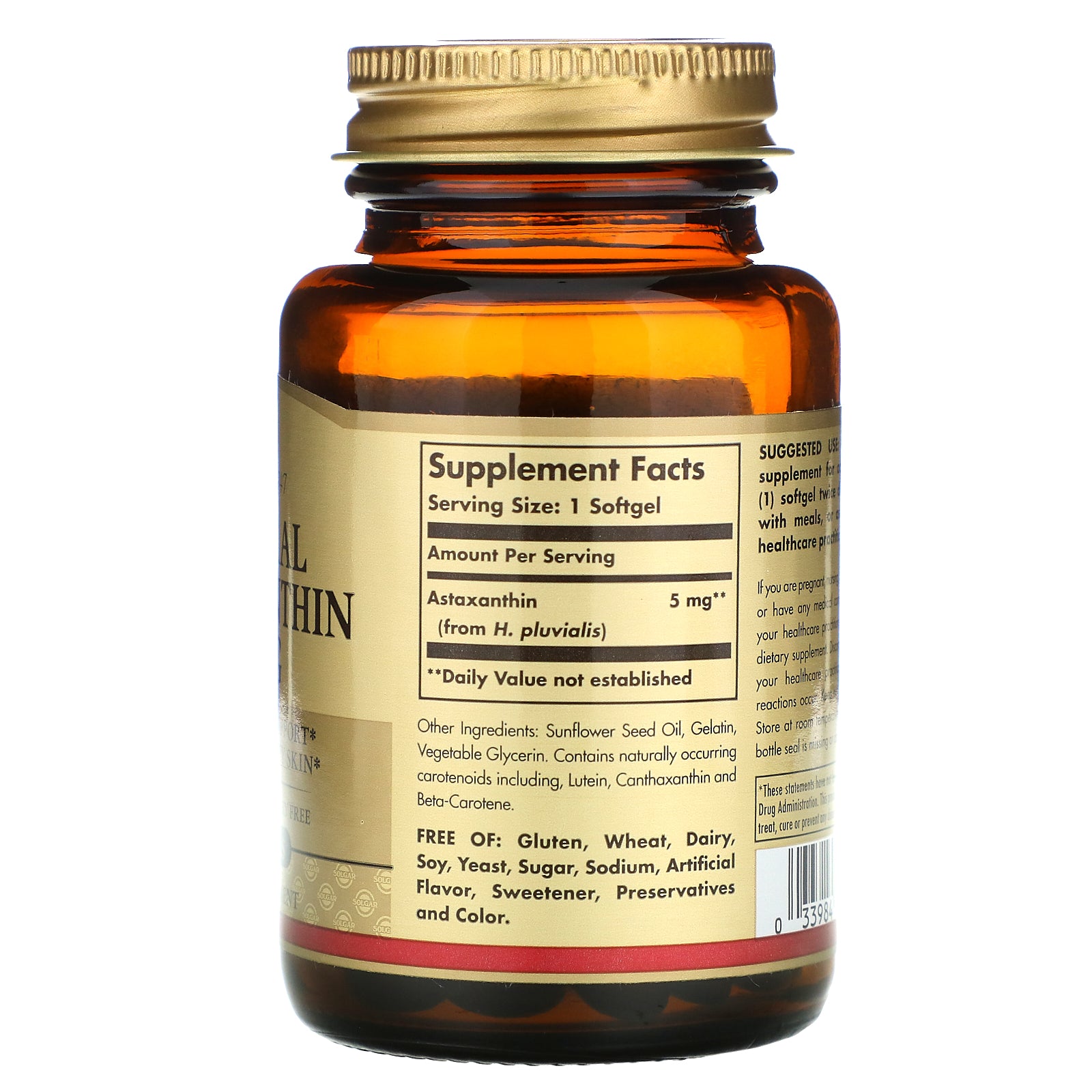 Solgar, Natural Astaxanthin, 5 mg, 60 Softgels