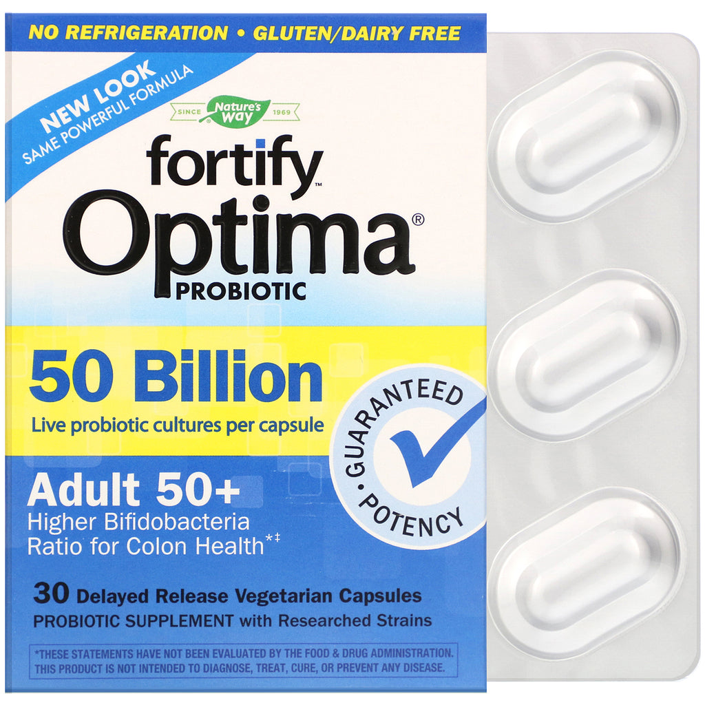 Nature's Way, Fortify Optima Probiotic, Adult 50+, 50 Billion, 30 Delayed Release Vegetarian Capsules
