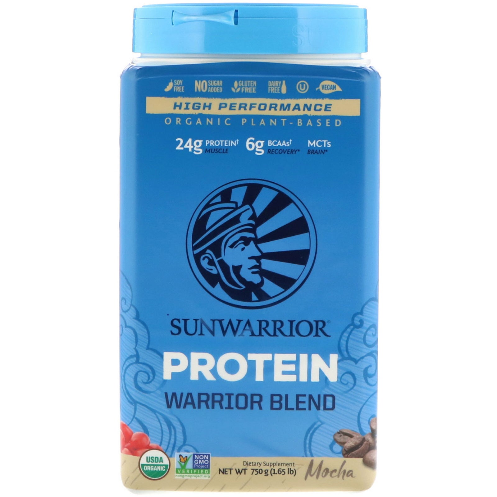 Sunwarrior, Warrior Blend Protein, Organic Plant-Based, Mocha, 1.65 lb (750 g)
