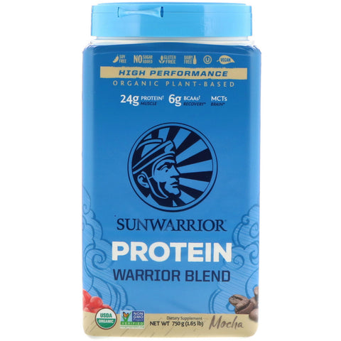 Sunwarrior, Warrior Blend Protein, Organic Plant-Based, Mocha, 1.65 lb (750 g)