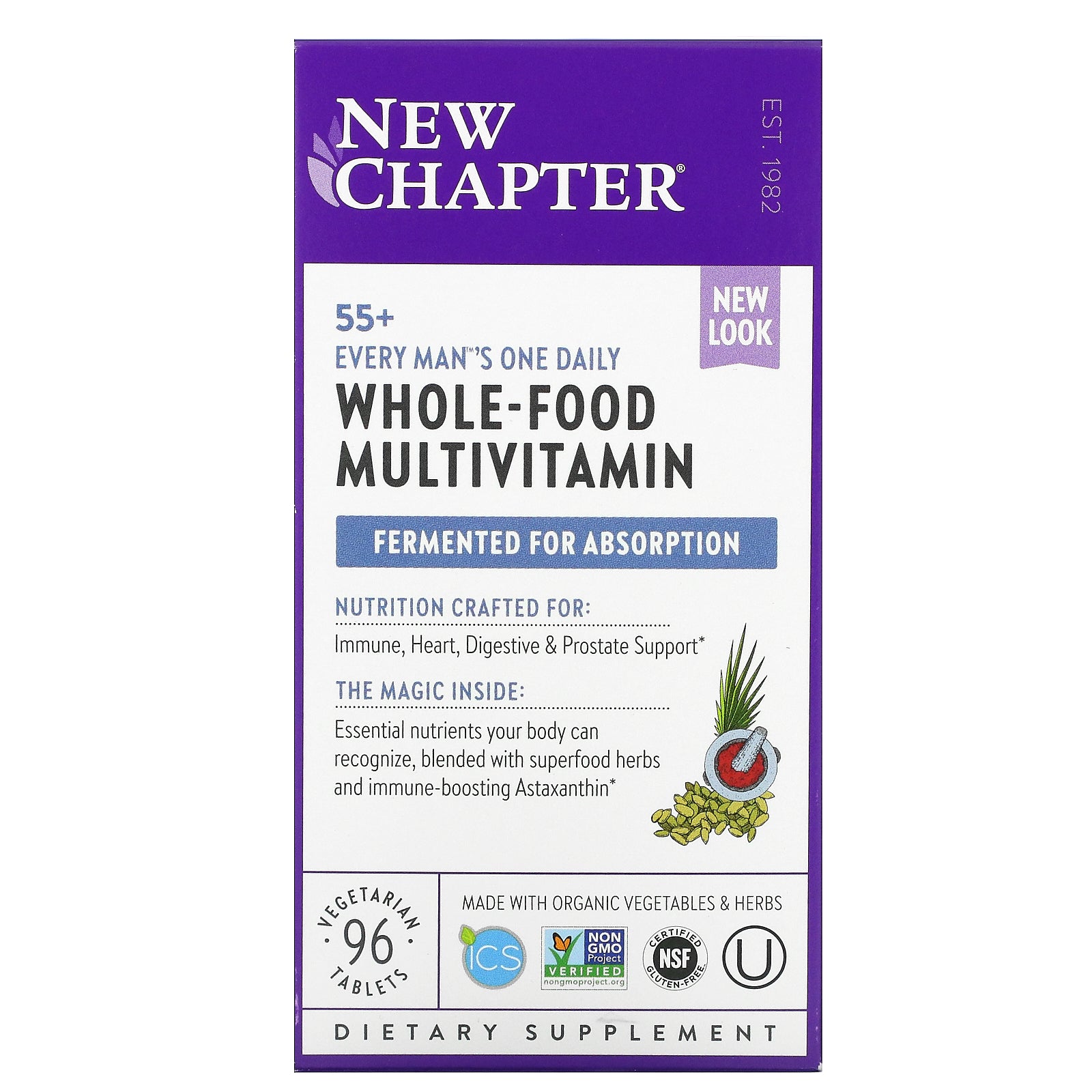 New Chapter, 55+ Every Man's One Daily, Whole-Food Multivitamin, 96 Vegetarian Tablets