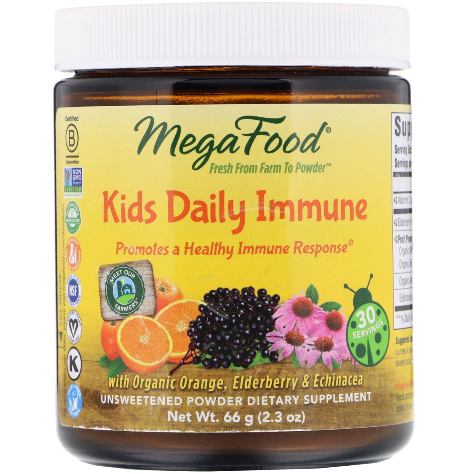 MegaFood, Kids Daily Immune, Unsweetened, 2.3 oz (66 g)