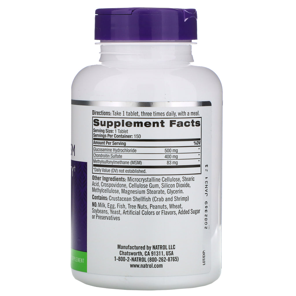 Natrol, Glucosamine, Chondroitin & MSM, 150 Tablets
