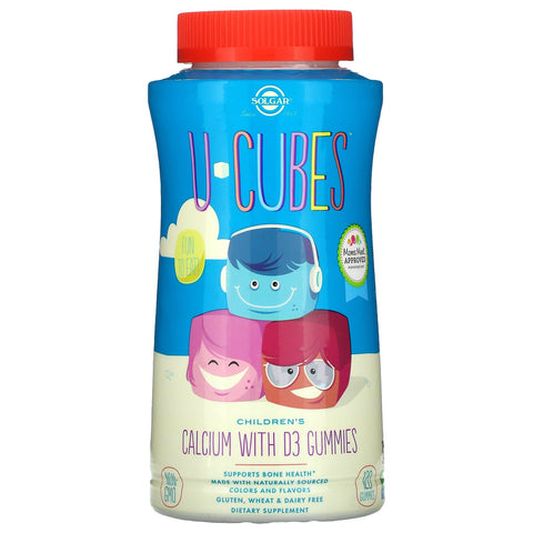 Solgar, U-Cubes, Children's Calcium With D3, Pink Lemonade, Blueberry, Strawberry, 120 Gummies