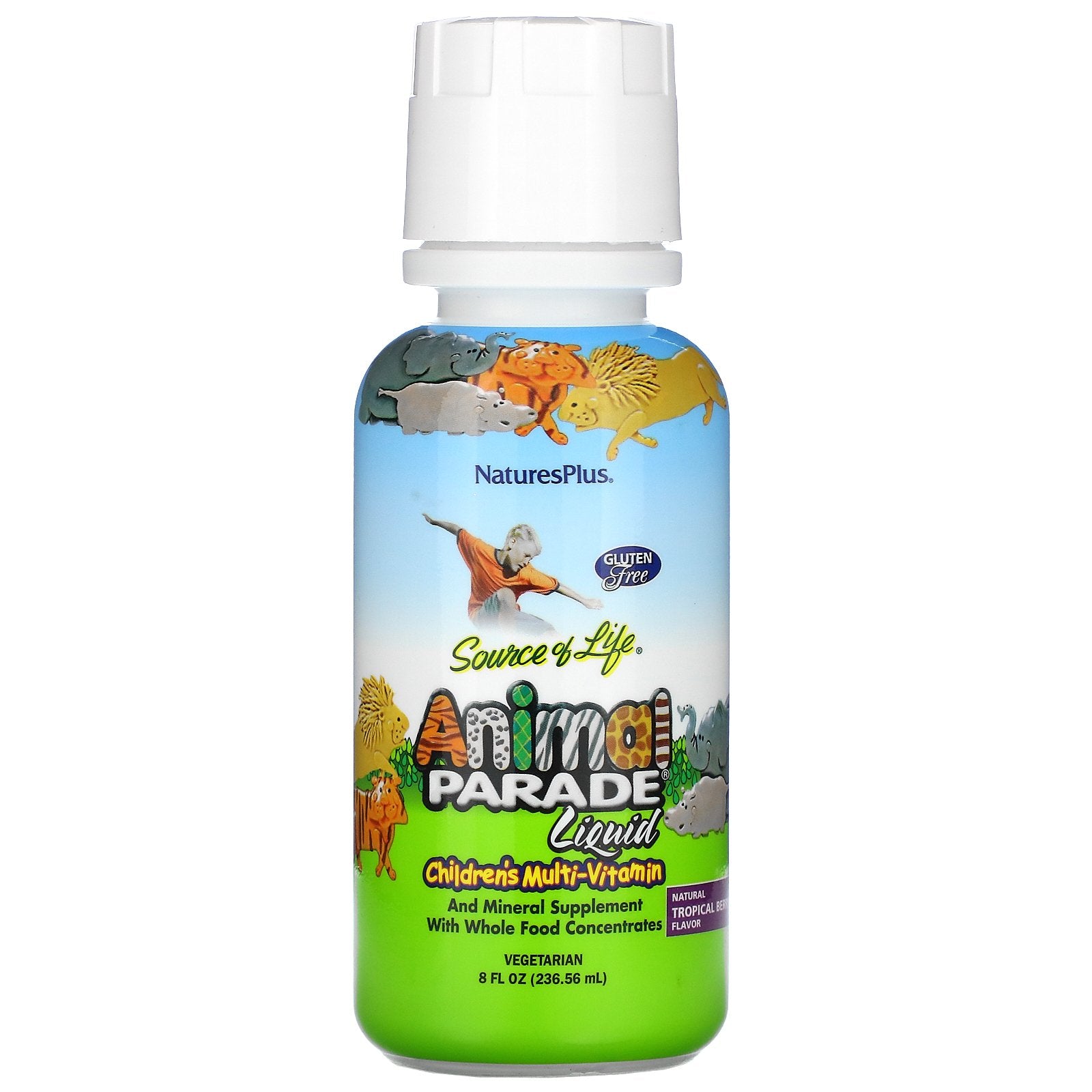 Nature's Plus, Source of Life, Animal Parade Liquid, Children's Multi-Vitamin, Natural Tropical Berry , 8 fl oz (236.56 ml)