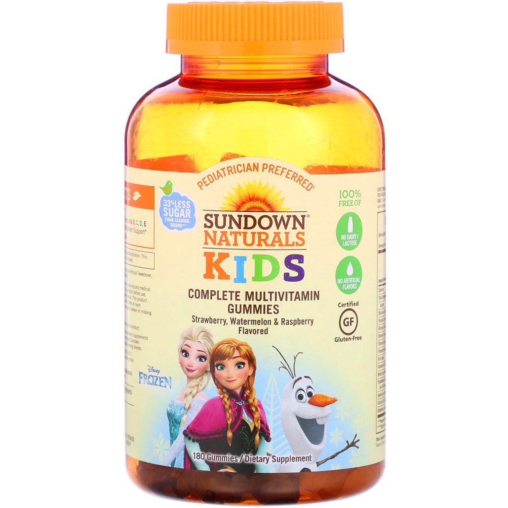 Sundown Naturals Kids, Complete Multivitamin Gummies, Disney Frozen II, Strawberry, Watermelon & Raspberry Flavored, 180 Gummies
