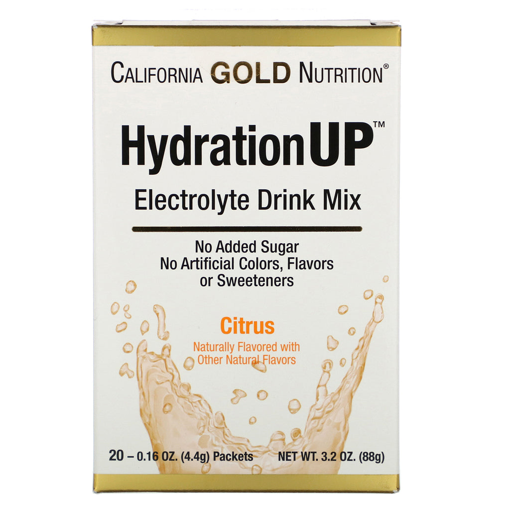 California Gold Nutrition, HydrationUP, Electrolyte Drink Mix, Citrus, 20 Packets, 0.16 oz (4.4 g) Each