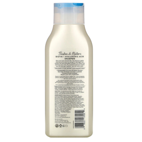 Jason Natural, Thicken & Restore Biotin + Hyaluronic Acid Shampoo, 16 fl oz (473 ml)
