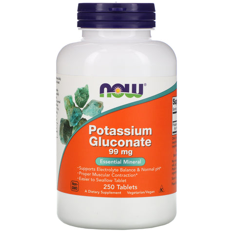 Now Foods, Potassium Gluconate, 99 mg, 250 Tablets