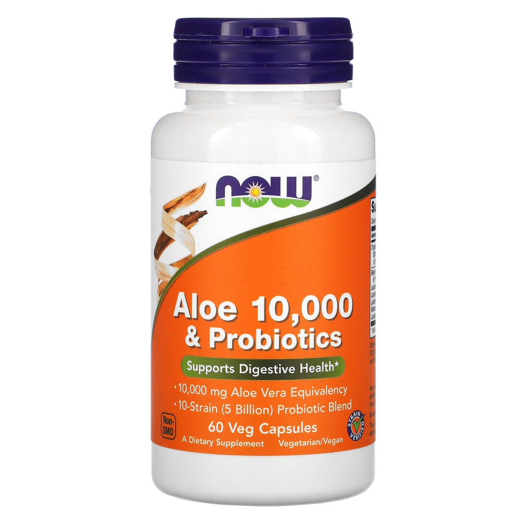 Now Foods, Aloe 10,000 & Probiotics, 60 Veg Capsules