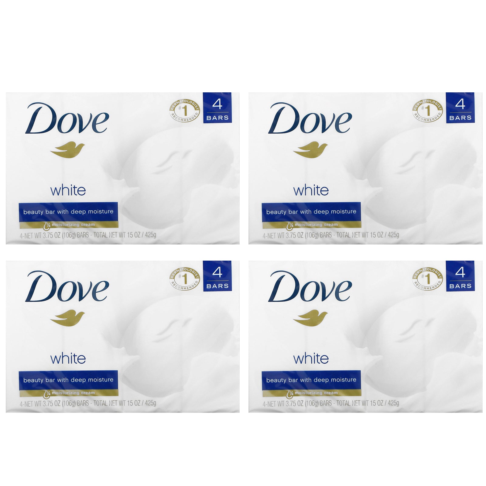 Dove, White Beauty Bar, 4 Bars, 3.75 oz (106 g) Each
