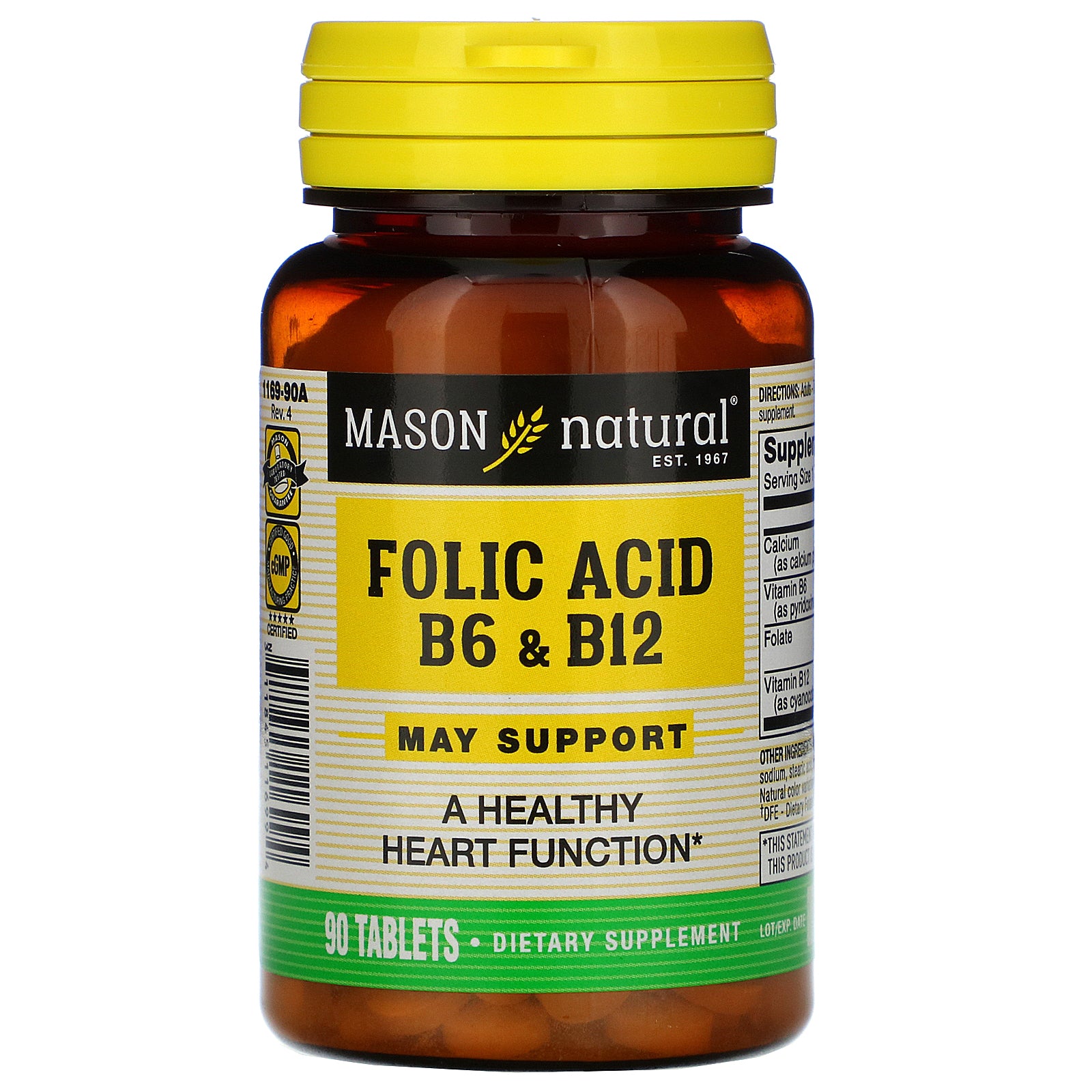 Mason Natural, Folic Acid B6 & B12, 90 Tablets