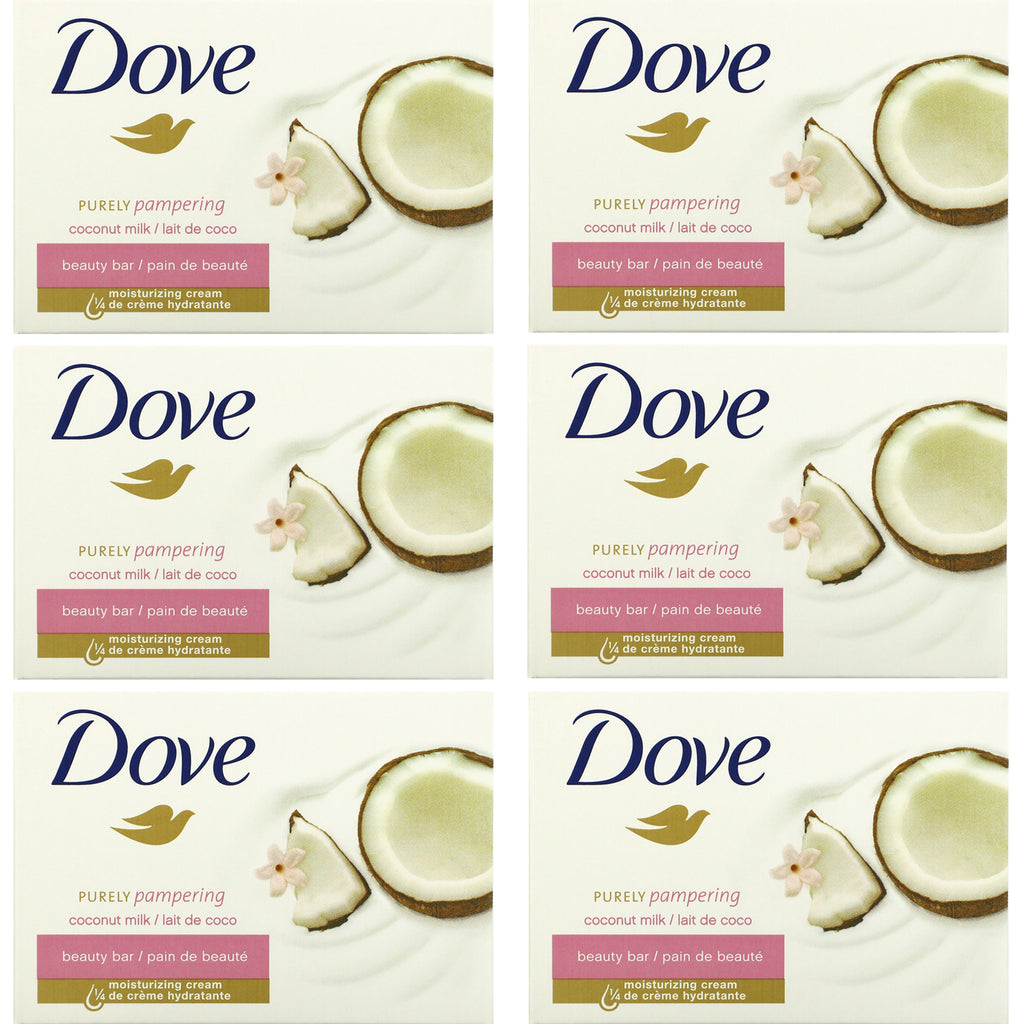 Dove, Purely Pampering Beauty Bar, Coconut Milk and Jasmine Petals, 6 Bars, 3.75 oz (106 g) Each