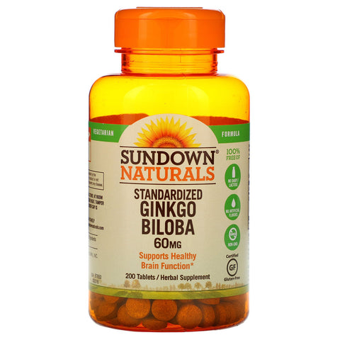 Sundown Naturals, Standardized Ginkgo Biloba, 60 mg, 200 Tablets