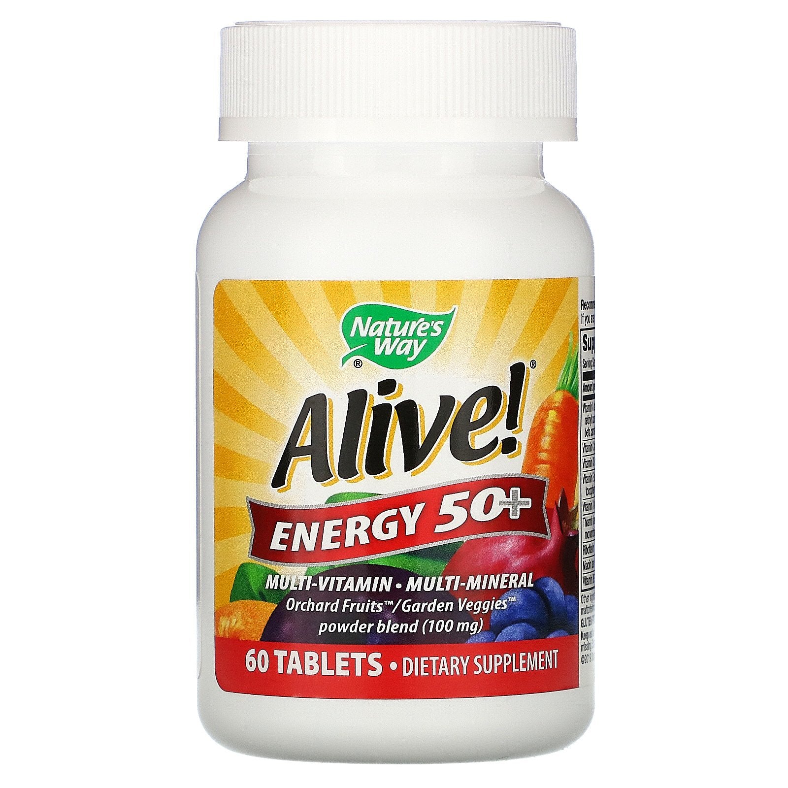 Nature's Way, Alive! Energy 50+, Multi-Vitamin-Multi-Mineral, Adults 50+, 60 Tablets