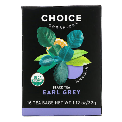 Choice Organic Teas, Black Tea, Earl Grey, 16 Tea Bags, 1.12 oz (32 g)