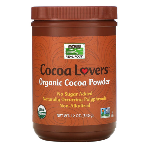 Now Foods, Real Food, Cocoa Lovers, Organic Cocoa Powder, 12 oz (340 g)