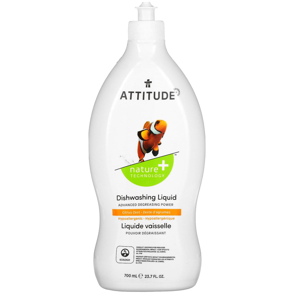 ATTITUDE, Dishwashing Liquid, Citrus Zest, 23.7 fl oz (700 ml)