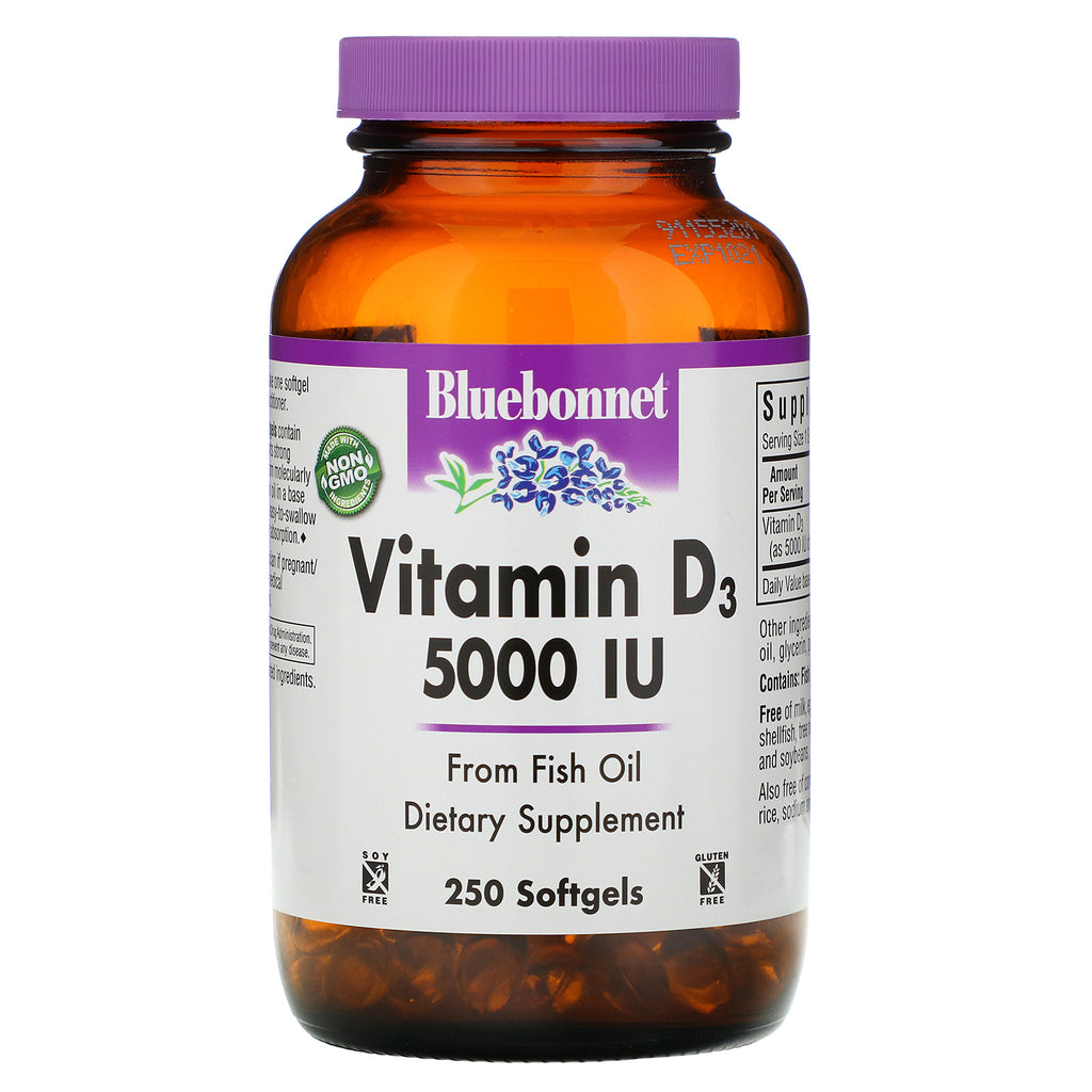Bluebonnet Nutrition, Vitamin D3, 5000 IU, 250 Softgels