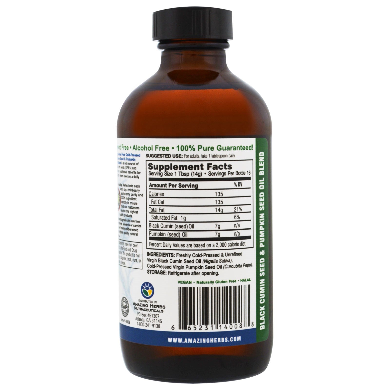 Amazing Herbs, Black Seed Oil Blend with Pure Cold-Pressed Pumpkin Seed Oil, 8 fl oz (240 ml)
