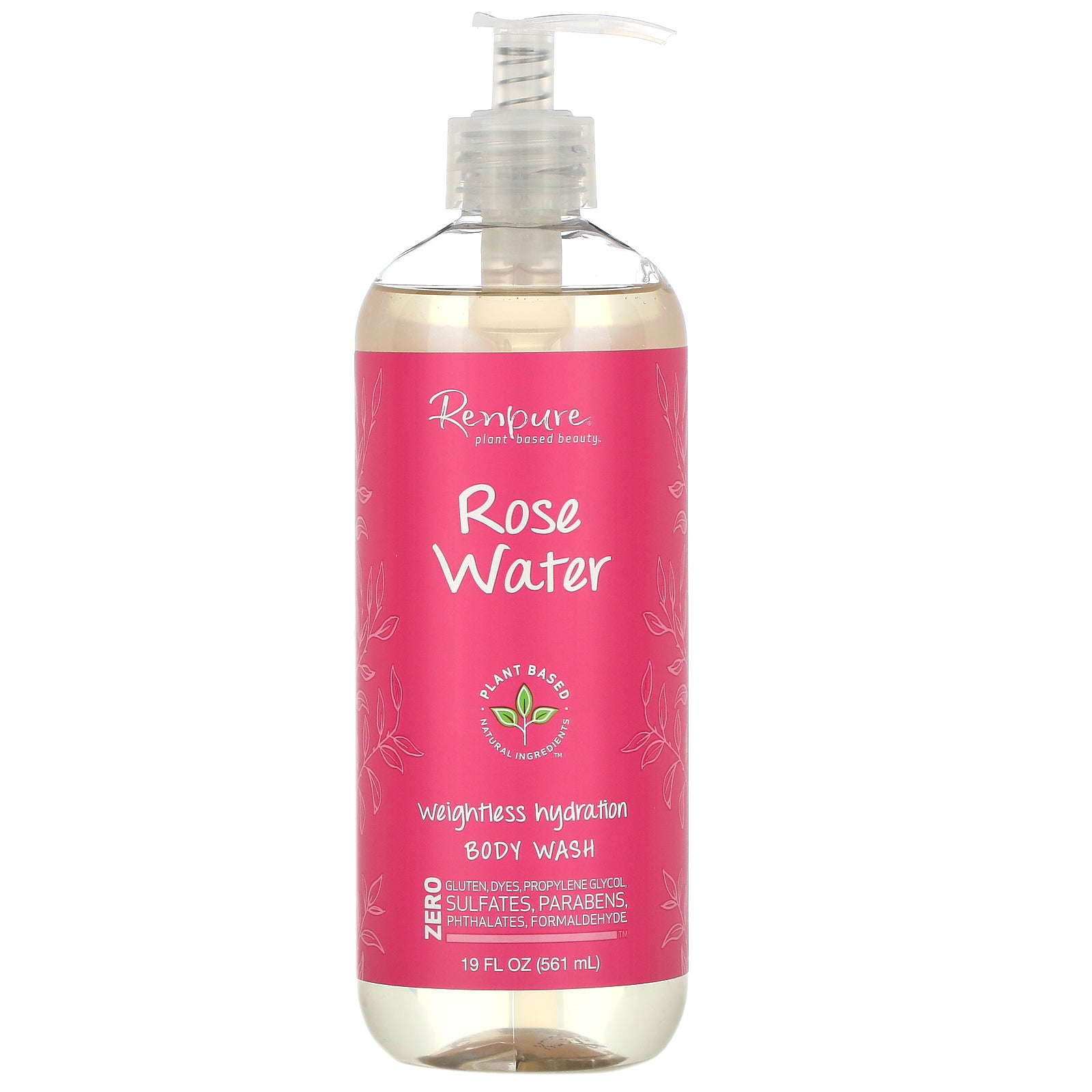 Renpure, Rose Water, Weightless Hydration Body Wash, 19 fl oz (561 ml)