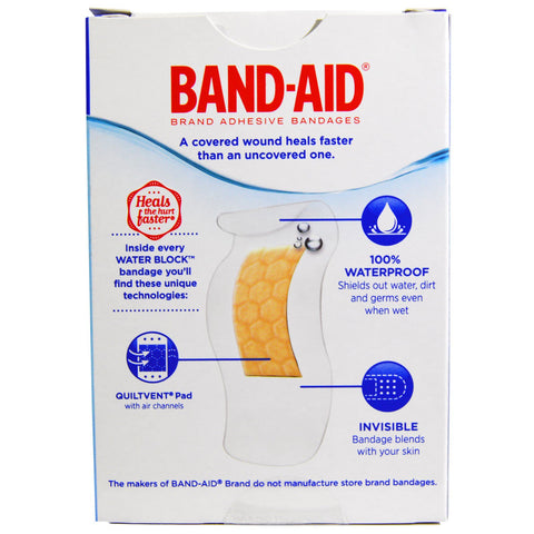 Band Aid, Adhesive Bandages, Water Block, Clear, 30 Assorted Sizes