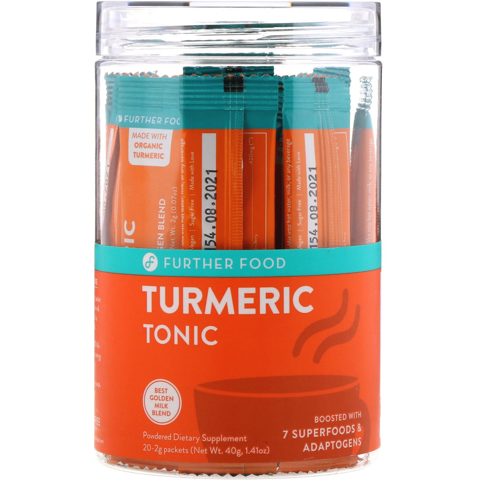 Further Food, Turmeric Tonic, 20 Packets, 0.07 oz oz (2 g) Each