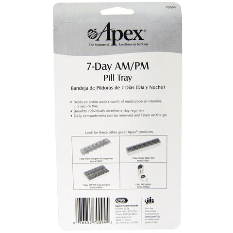 Apex, 7-Day AM/PM Pill Tray, 1 Pill Tray