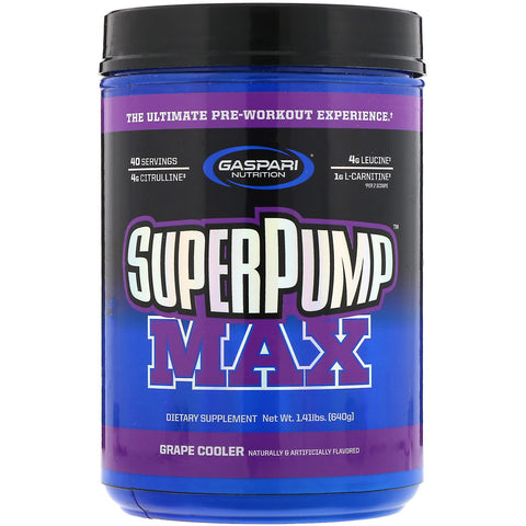 Gaspari Nutrition, SuperPump Max, Grape Cooler, 1.41 lbs (640 g)