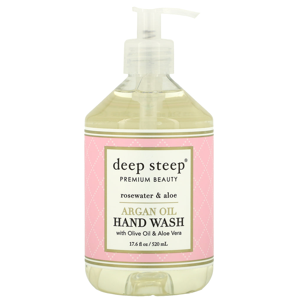 Deep Steep, Argan Oil Hand Wash, Rosewater & Aloe, 17.6 fl oz (520 ml)